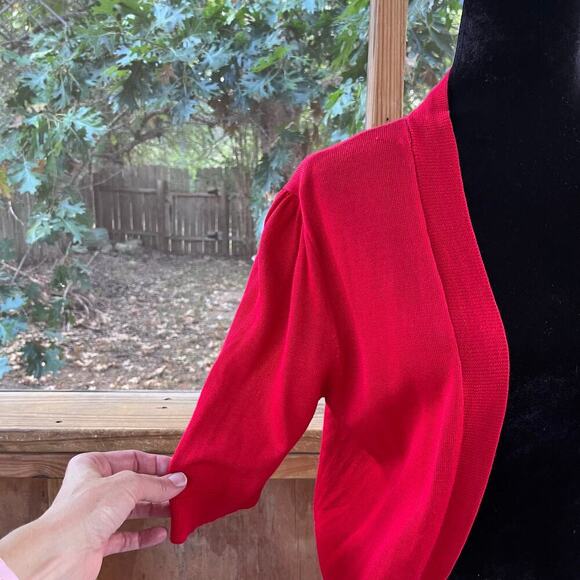 Chaps Women's Red Open Short Sleeve Cardigan Sweater Size L. NEW - Picture 4 of 8